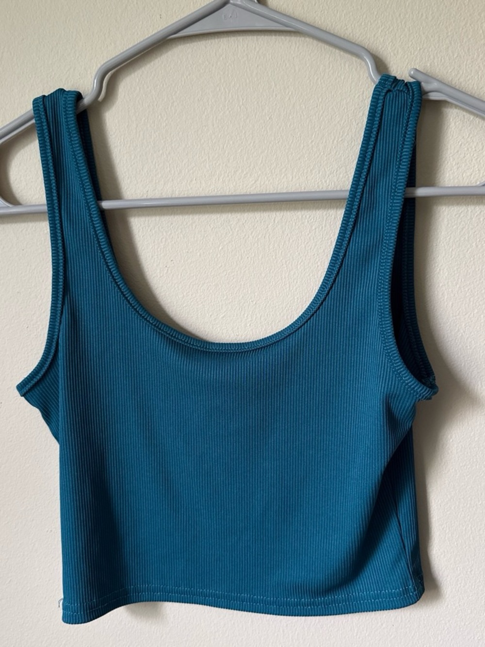 SHEIN Teal Ribbed Scoop Neck Crop Top